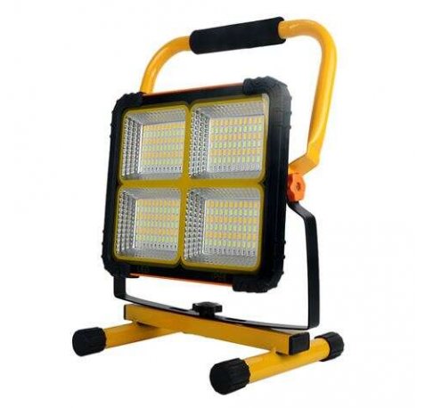 Elbat Foco Solar LED 80W 650lm - Panel Solar Integrado 6V, 3W - Bateria 3.2V, 10000mAh - Angulo Iluminacion 360º - Soporte Plegable.