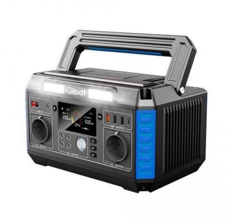 Elbat Generador de Energia Portatil - 600W - Bateria de Litio - Display LED - Carga Solar - Accesorios Incluidos - Puertos de Salida USB y DC - Color Negro
