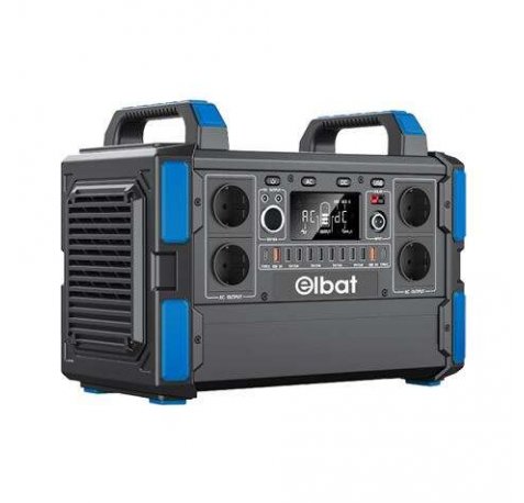 Elbat Generador de Energia Portatil - 1000W - Bateria de Litio 327.600Mah - Funcion BMS - Carga con Panel Solar - Incluye Adaptador Ac y Cargador de Coche - Puertos USB y Tipo C - Color Negro