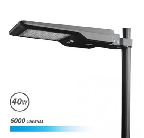 Elbat Farola LED Solar 40W Pro 6000Lm 6000K - Color Negro