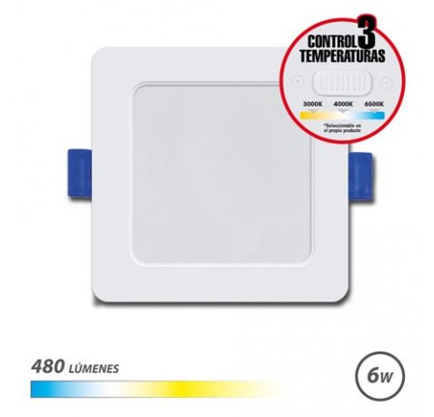 Elbat Downlight Cuadrado 6W - 480Lm - Selector 3 Temperaturas - Color Blanco