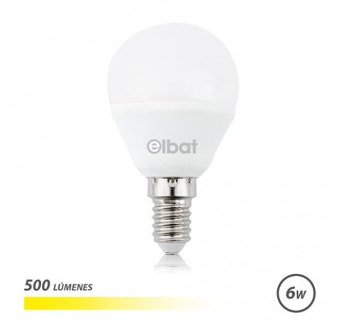 Elbat Bombilla LED G45 6W 500LM E14 Luz Calida - 3000K - Color Blanco