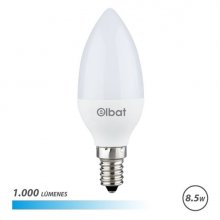 Elbat C37 Bombilla LED - Potencia 8.5W - Flujo Luminoso 1000lm - E14 - Temperatura de Color 6500K - Luz Fria - Apertura 280Âº - Vida Util 30.000h - 15.000 Encendidos - 37x98mm - Color Blanco