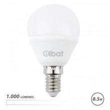 Elbat G45 Bombilla LED - Potencia 8.5W - Flujo Luminoso 1000lm - E14 - Temperatura de Color 4000K - Luz Blanca - Apertura 180Âº - Vida Util 30.000h - 15.000 Encendidos - 45x78mm - Color Blanco