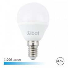 Elbat G45 Bombilla LED - Potencia 8.5W - Flujo Luminoso 1000lm - E14 - Temperatura de Color 6500K - Luz Fria - Apertura 180Âº - Vida Util 30.000h - 15.000 Encendidos - 45x78mm - Color Blanco