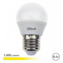 Elbat G45 Bombilla LED - Potencia 8.5W - Flujo Luminoso 1000lm - E27 - Temperatura de Color 3000K - Luz Calida - Apertura 180Âº - Vida Util 30.000h - 15.000 Encendidos - 45x78mm - Color Blanco
