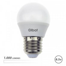 Elbat G45 Bombilla LED - Potencia 8.5W - Flujo Luminoso 1000lm - E27 - Temperatura de Color 4000K - Luz Blanca - Apertura 180Âº - Vida Util 30.000h - 15.000 Encendidos - 45x78mm - Color Blanco