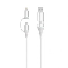 Ewent EC1075 Cable USB-C 4 en 1 - 60W - 1 Metro - USB-C, USB-A, Lightning - Color Blanco
