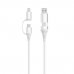 Ewent EC1075 Cable USB-C 4 en 1 - 60W - 1 Metro - USB-C, USB-A, Lightning - Color Blanco