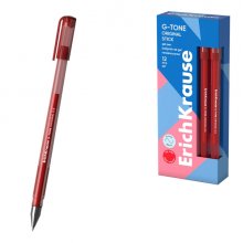 ErichKrause G-Tone Stick Original Boligrafo con Capuchon - Punta de 0.5mm - Trazo 0.4mm - Tinta de Gel - Resistente al Agua - Secado Rapido - Tapa Ventilada - Color Rojo (12 uds)