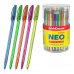 ErichKrause Neo Stick Cocktail Boligrafo con Capuchon - Modelos Surtidos - Trazo 0.26mm - Tinta de Baja Viscosidad - Color Azul (60 uds)