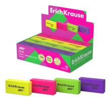 ErichKrause JOY Neon Expositor con 36 Gomas de Borrar - Caucho Termoplastico - Hipoalergenico - Libre de PVC - Colores Surtidos
