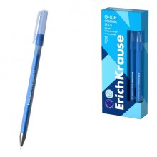 ErichKrause G-Ice Stick Original Boligrafo con Capuchon - Punta de 0.5mm - Trazo 0.4mm - Tinta de Gel - Resistente al Agua - Secado Rapido - Tapa Ventilada - Color Azul (12 uds)