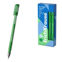 ErichKrause G-Tone Stick Original Boligrafo con Capuchon - Punta de 0.5mm - Trazo 0.4mm - Tinta de Gel - Resistente al Agua - Secado Rapido - Tapa Ventilada - Color Verde (12 uds)
