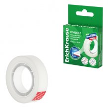 ErichKrause Invisible Cinta Adhesiva - Alta Adhesion - 12mm de Ancho - 20 Metros - Superficie Mate Antideslumbrante - Color Transparente