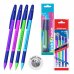 ErichKrause R-301 Stick and Grip Neon Pack de 4 Boligrafos con Capuchon - Modelos Surtidos - Trazo 0.5mm - Zona de Agarre de Goma - Tinta de Secado Rapido - Tapa Ventilada - Color Azul