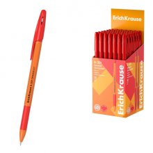 ErichKrause R-301 Stick and Grip Orange Boligrafo con Capuchon - Punta de 0.7mm - Cuerpo Opaco Naranja - Trazo 0.35mm - Zona de Agarre de Goma - Color Rojo (50 uds)