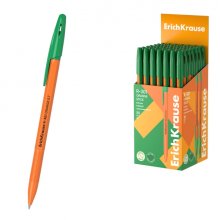 ErichKrause R-301 Stick Orange Boligrafo con Capuchon - Punta de 0.7mm - Cuerpo Opaco Naranja - Trazo 0.35mm - Color Verde (50 uds)