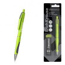 ErichKrause MEGAPOLIS Concept Portaminas - Mina HB de 0.7mm - 20 Minas de Repuesto - Agarre de Goma - Ergonomico - Color Verde