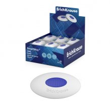 ErichKrause SmartWay Oval Expositor con 24 Gomas de Borrar - Caucho Termoplastico - Hipoalergenico - Libre de PVC - No Rasga el Papel - Color Blanco