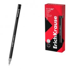 ErichKrause G-Cube Stick Classic Boligrafo con Capuchon - Punta de 0.5mm - Trazo 0.4mm - Tinta de Gel - Resistente al Agua - Secado Rapido - Color Negro (12 uds)