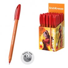 ErichKrause U-108 Stick Orange Boligrafo con Capuchon - Punta de 0.7mm - Cuerpo Opaco Naranja - Trazo 0.26mm - Tinta de Baja Viscosidad - Tapa Ventilada - Color Rojo (50 uds)