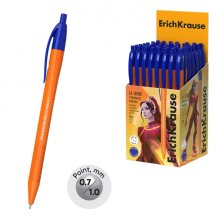ErichKrause U-208 Matic Orange Boligrafo Retractil - Punta de 0.7mm - Cuerpo Opaco Naranja - Trazo 0.26mm - Color Azul (50 uds)
