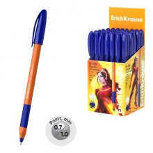 ErichKrause U-109 Stick and Grip Orange Boligrafo con Capuchon - Punta de 0.7mm - Cuerpo Opaco Naranja - Trazo 0.26mm - Zona de Agarre de Goma - Tinta de Baja Viscosidad - Tapa Ventilada - Color Azul (50 uds)