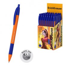 ErichKrause U-209 Matic and Grip Orange Boligrafo Retractil - Punta de 0.7mm - Cuerpo Opaco Naranja - Trazo 0.26mm - Zona de Agarre de Goma - Color Azul (50 uds)