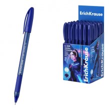 ErichKrause U-109 Stick and Grip Original Boligrafo con Capuchon - Punta de 1.0mm - Cuerpo Transparente - Trazo 0.3mm - Zona de Agarre de Goma - Tinta de Baja Viscosidad - Tapa Ventilada - Color Azul (50 uds)