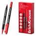 ErichKrause Double P-80 Rotulador Permanente Doble - Punta de Bala de 1.65mm - Punta de Aguja de 0.45mm - Resistente al Agua y a la Luz - Multisuperficie - Cuerpo Redondo - Color Rojo (12 uds)