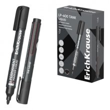 ErichKrause Liquid LP-600 Rotulador Permanente - Ventana Transparente - Punta Conica - Trazo de 2.5mm - Resistente al Agua y a la Luz - Multisuperficie - Tinta a Base de Alcohol - Color Negro (10 uds)