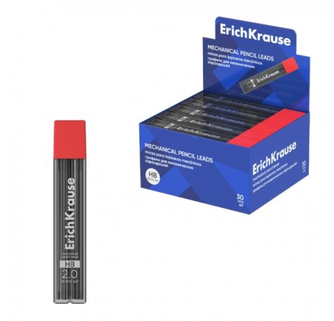 ErichKrause Expositor con 30 Packs de 10 Minas de Repuesto para Portaminas - 2.0mm en Grado HB - Colores Surtidos