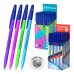 ErichKrause R-301 Stick Neon Boligrafo con Capuchon - Modelos Surtidos - Trazo 0.5mm - Tinta de Secado Rapido - Tapa Ventilada - Color Azul (50 uds)