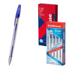 ErichKrause R-301 Gel Stick Classic Pack de 12 Boligrafos con Capuchon - Punta de 0.5mm - Trazo 0.4mm - Tinta de Gel - Resistente al Agua - Secado Rapido - Color Azul