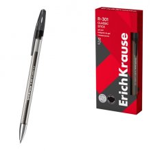 ErichKrause R-301 Gel Stick Classic Pack de 12 Boligrafos con Capuchon - Punta de 0.5mm - Trazo 0.4mm - Tinta de Gel - Resistente al Agua - Secado Rapido - Color Negro