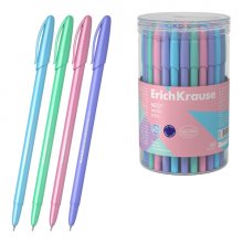ErichKrause Neo Stick Pastel Boligrafo con Capuchon - Modelos Surtidos - Trazo 0.26mm - Tinta de Baja Viscosidad - Color Azul (60 uds)