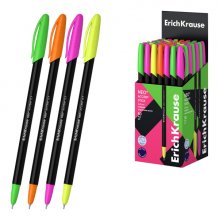 ErichKrause Neo Stick Accent Boligrafo con Capuchon - Modelos Surtidos - Trazo 0.26mm - Tinta de Baja Viscosidad - Color Azul (50 uds)