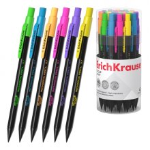 ErichKrause XS Clip Accent Portaminas - Mina HB de 0.7mm - Goma de Borrar Integrada - Cuerpo Hexagonal - Colores Surtidos (42 uds)