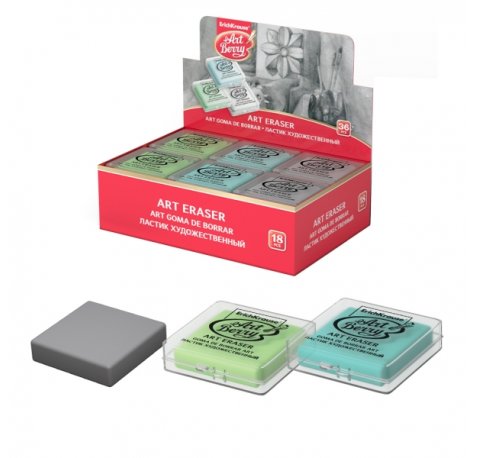 ErichKrause ArtBerry Expositor con 18 Gomas de Borrar - Estructura Maleable - Presentada en Caja de Plastico - Colores Surtidos