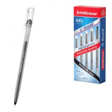 ErichKrause G-Round Stick Classic Boligrafo con Capuchon - Punta de 0.5mm - Trazo 0.3mm - Tinta de Gel - Resistente al Agua - Secado Rapido - Color Negro (12 uds)