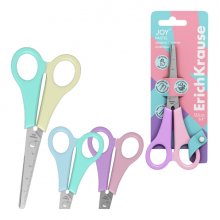 ErichKrause JOY Pastel Tijeras de 13.5cm para Zurdos - Puntas Redondeadas - Mangos de Plastico Resistente a Golpes - Acero Inoxidable - Ergonomicas - Colores Surtidos