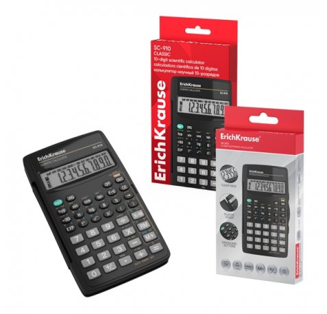 ErichKrause SC-910 Classic Calculadora Cientifica - Pantalla LCD de 10 Digitos - 56 Funciones - Apagado Automatico - Color Negro
