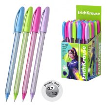 ErichKrause U-108 Stick Spring Boligrafo con Capuchon - Modelos Surtidos - Trazo 0.26mm - Tinta de Baja Viscosidad - Tapa Ventilada - Color Azul (50 uds)