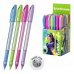 ErichKrause U-109 Stick and Grip Spring Boligrafo con Capuchon - Modelos Surtidos - Trazo 0.3mm - Zona de Agarre de Goma - Tinta de Baja Viscosidad - Tapa Ventilada - Color Azul (50 uds)