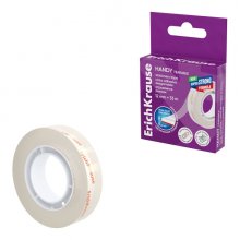 ErichKrause Handy tearable Cinta Adhesiva - Alta Adhesion - 12mm de Ancho - 33 Metros - Resistente al Desgarro Longitudinal - Color Transparente