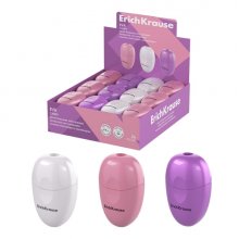 ErichKrause Eva Candy Expositor con 24 Sacapuntas con Contenedor - Plastico - Cuchilla Niquelada de Acero al Carbono - Orificio de 8mm - Colores Surtidos