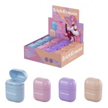 ErichKrause Case Manga Expositor con 24 Sacapuntas con Contenedor - Plastico - Cuchilla Niquelada de Acero al Carbono - Orificio de 8mm - Colores Surtidos
