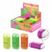 ErichKrause JOY Neon Expositor con 12 Sacapuntas con Contenedor - Goma de Borrar - Plastico - Cuchilla Niquelada de Acero al Carbono - Orificio de 8mm - Colores Surtidos