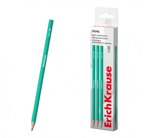 ErichKrause Prime Lapiz de Grafito - Mina HB de 2.2mm - Cuerpo Hexagonal - Plastico - Agarre Ergonomico - Color Turquesa (12 uds)